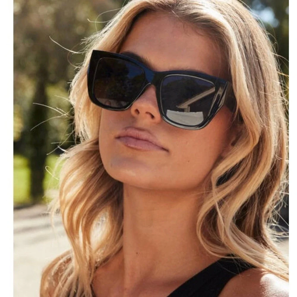Aire Pallas Sunglasses Black Square Frame Recycled Plastic UV Protection
